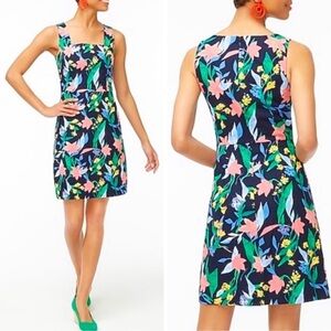 J.Crew Floral Cotton Basketweave Square Neck Dress 10
